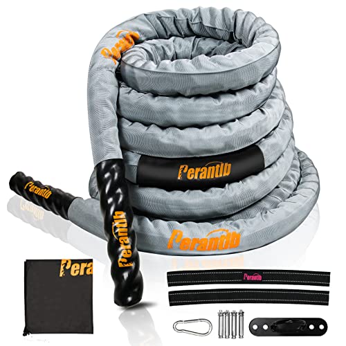 Perantlb Poly Battle Rope with Cloth Sleeve -1.25/1.5/2 Inch Diameter