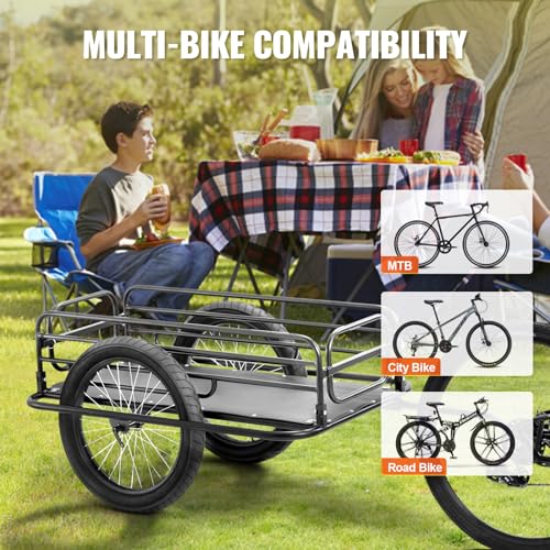 275 lb Bike Cargo Trailer with Universal Hitch - Foldable, Heavy-Duty