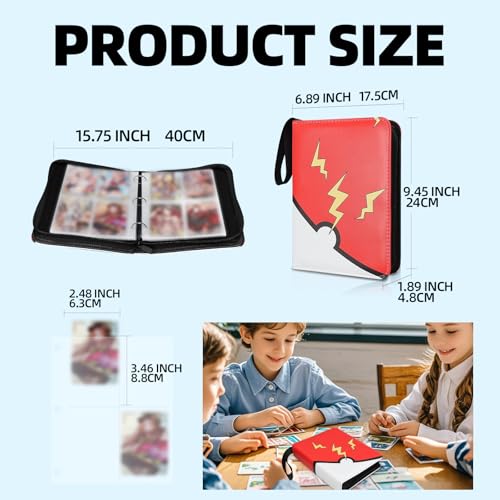 4 Pocket Trading Card Binder with 400 Sleeves - Waterproof PU Collection Organizer