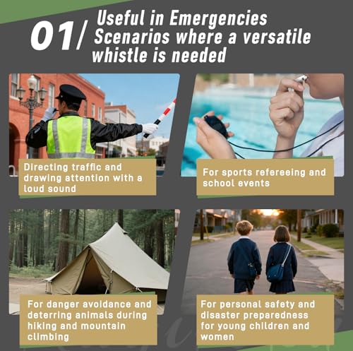 Emergency Whistle for Rescue Signaling - 5 Pack Silver