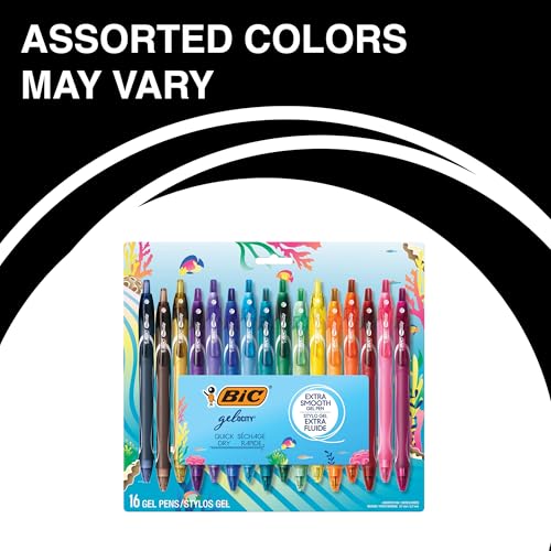BIC Gelocity Quick Dry Gel Pens, 0.7 mm, 16-Count Bundle