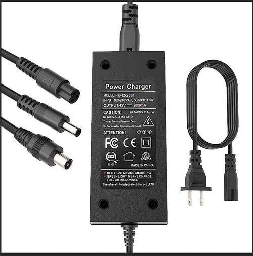 EVAPLUS 42V 2A Fast Charger - SGS Certified with 3 Connectors | Compatible with 36V Lithium Batteries