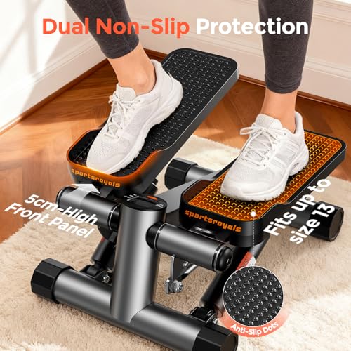 Mini Stepper with Resistance Bands - Jet Black, 350lbs Capacity