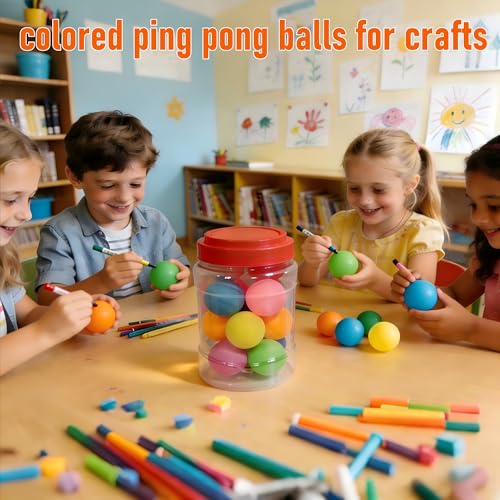 Colorful Ping Pong Balls in Bucket - 14 Pack - 12 PP & 2 ABS Balls