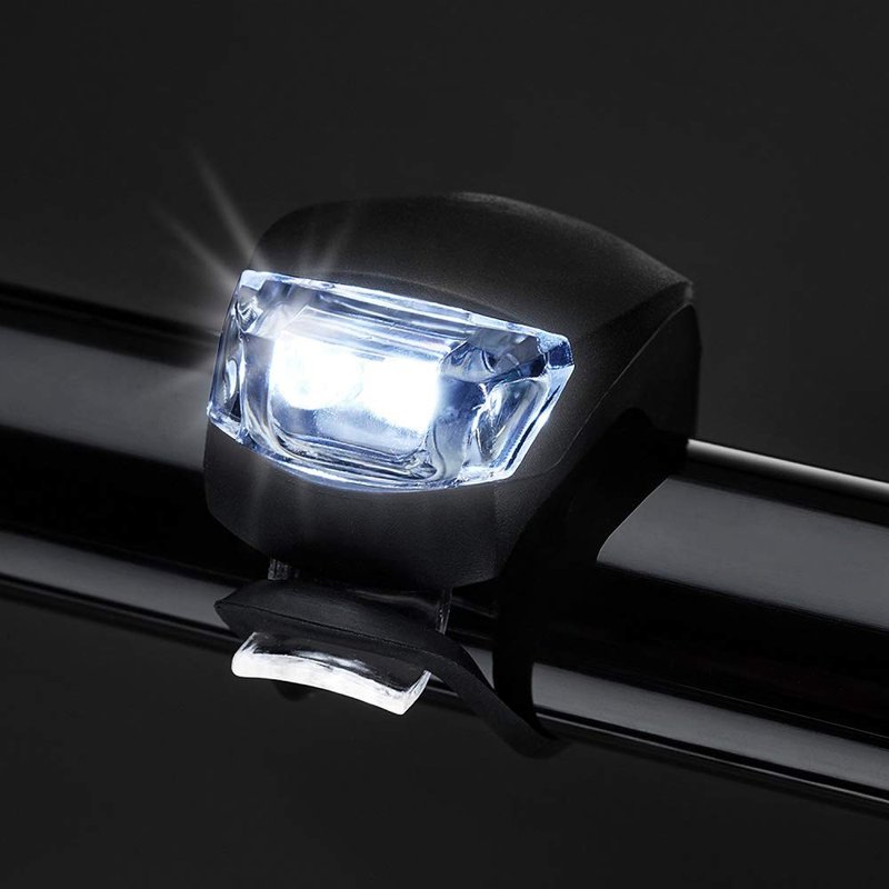 bicycle lights set, small, easy quick assembly, silicone plastic, waterproof, front light and rear light, 2 pieces