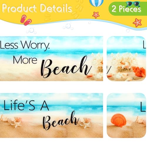 Beach Towel Clips - 2 Pack Elastic Chair Bands - Light Blue & White