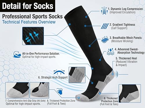 Baseball Socks - 3 Pairs for Kids & Adults - Small/Black