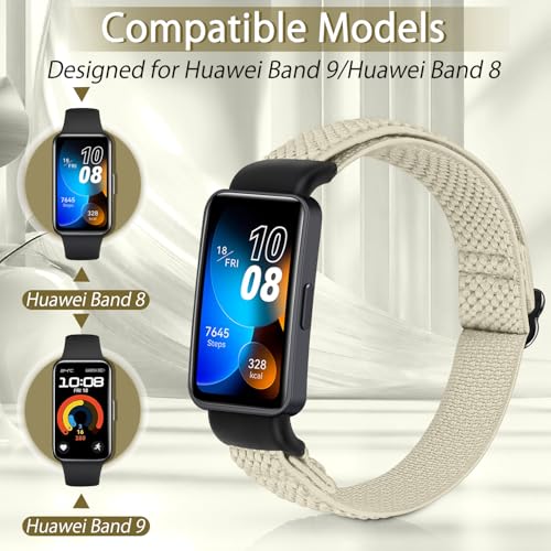 Elastic Nylon Sport Band for Fitness Tracker - 2 Pack Black & Beige