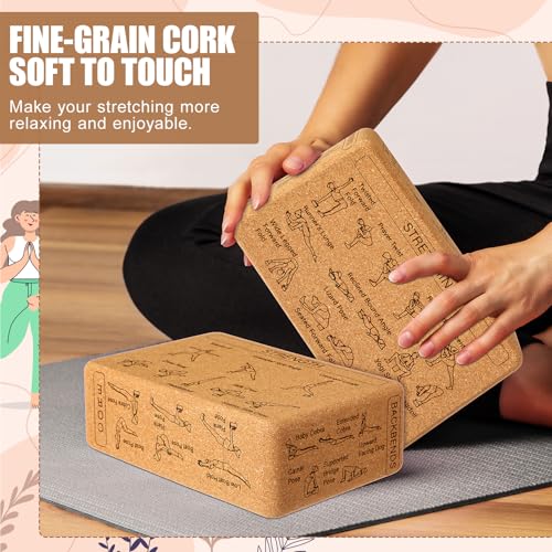 Halloscume Cork Yoga Blocks 2-Pack - Supportive Beige Yoga Props for Alignment
