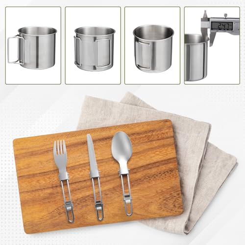 THTYBROS Green Camping Cookware Kit with Pots, Pans & Utensils for Backpacking