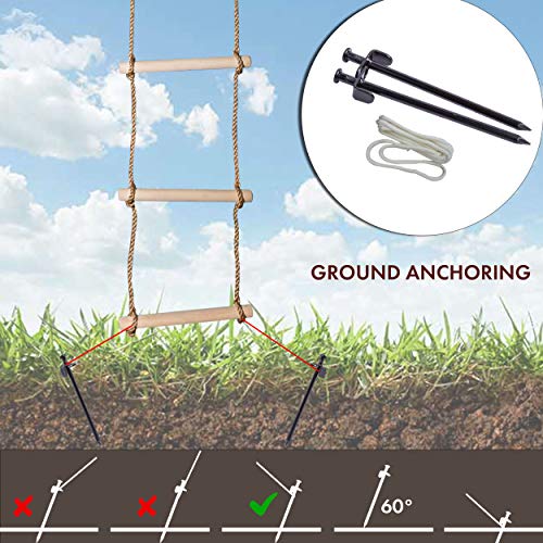 Wooden Rope Ladder for Kids - 6.5ft Indoor/Outdoor Climbing