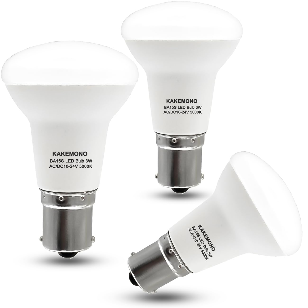 KAKEMONO 1383 1139 R12 LED Reflector Light Bulb 12V 24V BA15S SC Bayonet, 3W 1156 1141 for RV Camper Trailer Marine Boat Reading Light Bulb,Daylight White 5000K,Pack of 3