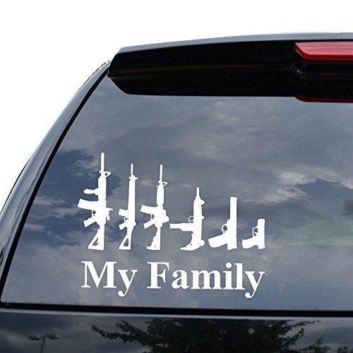 My Family Assault Rifle Decal Sticker - 5 Inch Matte Black
