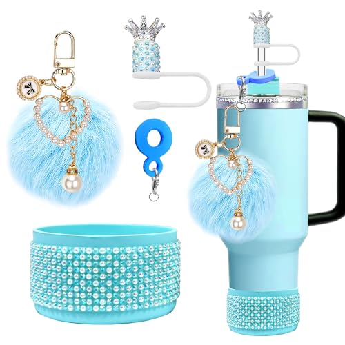 Rhinestone Straw Topper Set for Stanley 30oz & 40oz - Blue