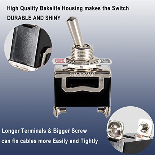 Heavy Duty Rocker Toggle Switch 2pcs - 30A 12VDC, Waterproof Boot - Black