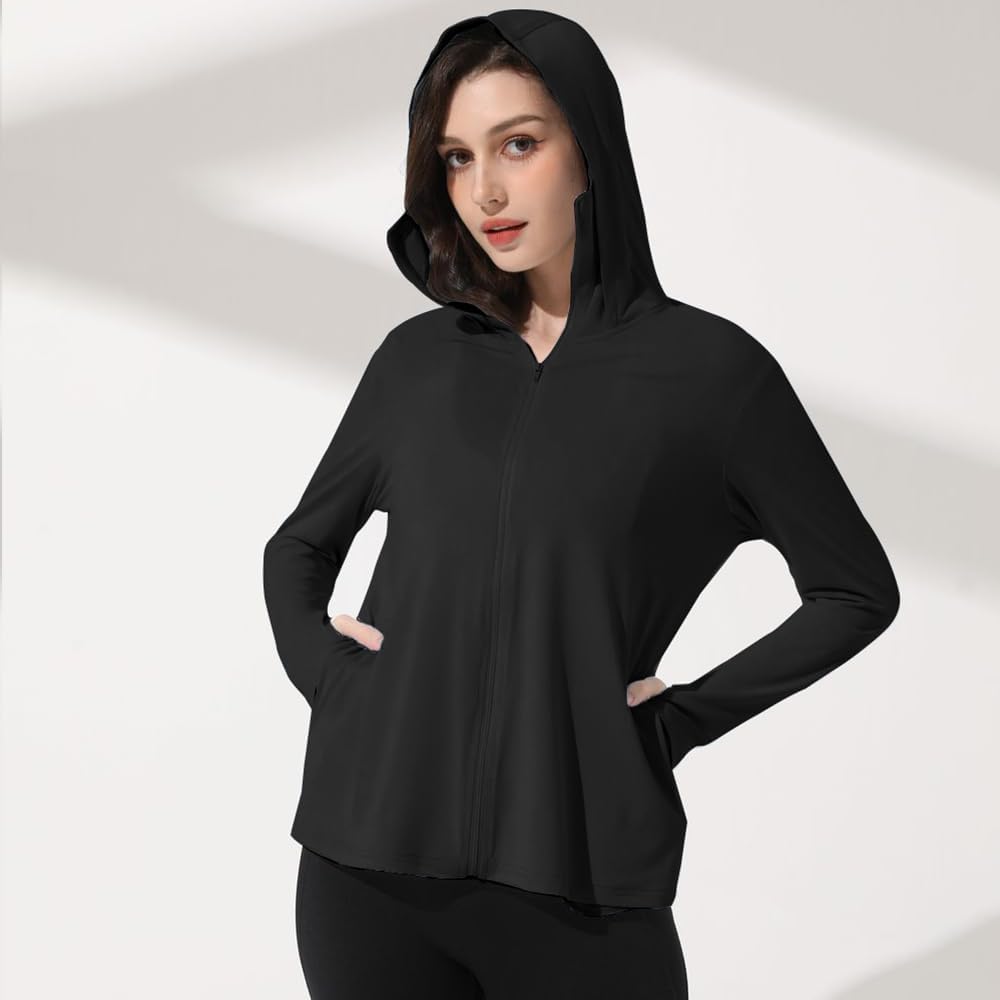 Mingyuezai Women's Lightweight Hooded Sun Protection Jacket | UPF 50+ Long Sleeve for Hiking