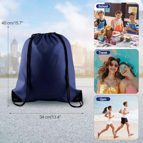 KUUQA Navy Blue Drawstring Backpack Bags 12 Pack, Gym & Travel Bags