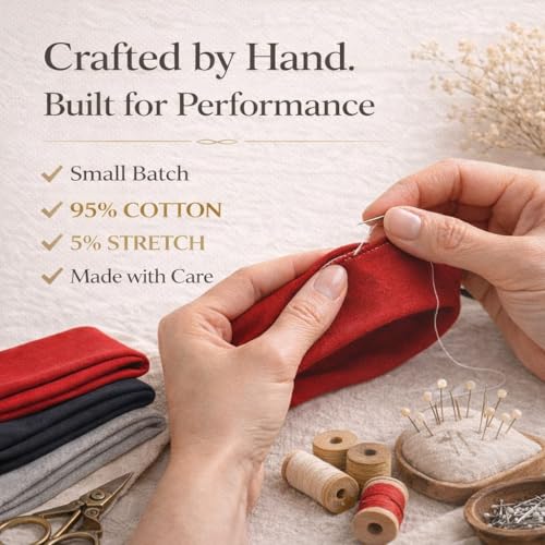 Soft Cotton Stretchy Headband - Non-Slip Sweat Band - Red