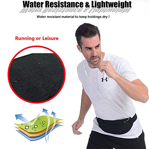 Waterproof Running Belt Bag - Large Waist Pack for Phones - Black