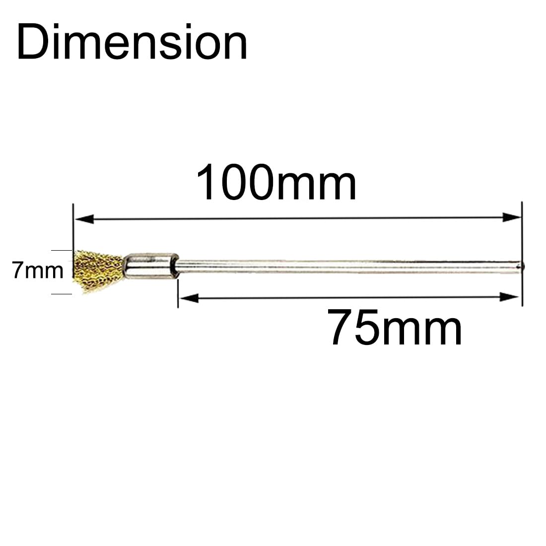 Luo ke 20 Pcs Extended Shank Brass End Brushes, 1/8'' Extra Long Shank Pen Shape Rust Paint Removal Bits Wire Brush for Rotary Tools
