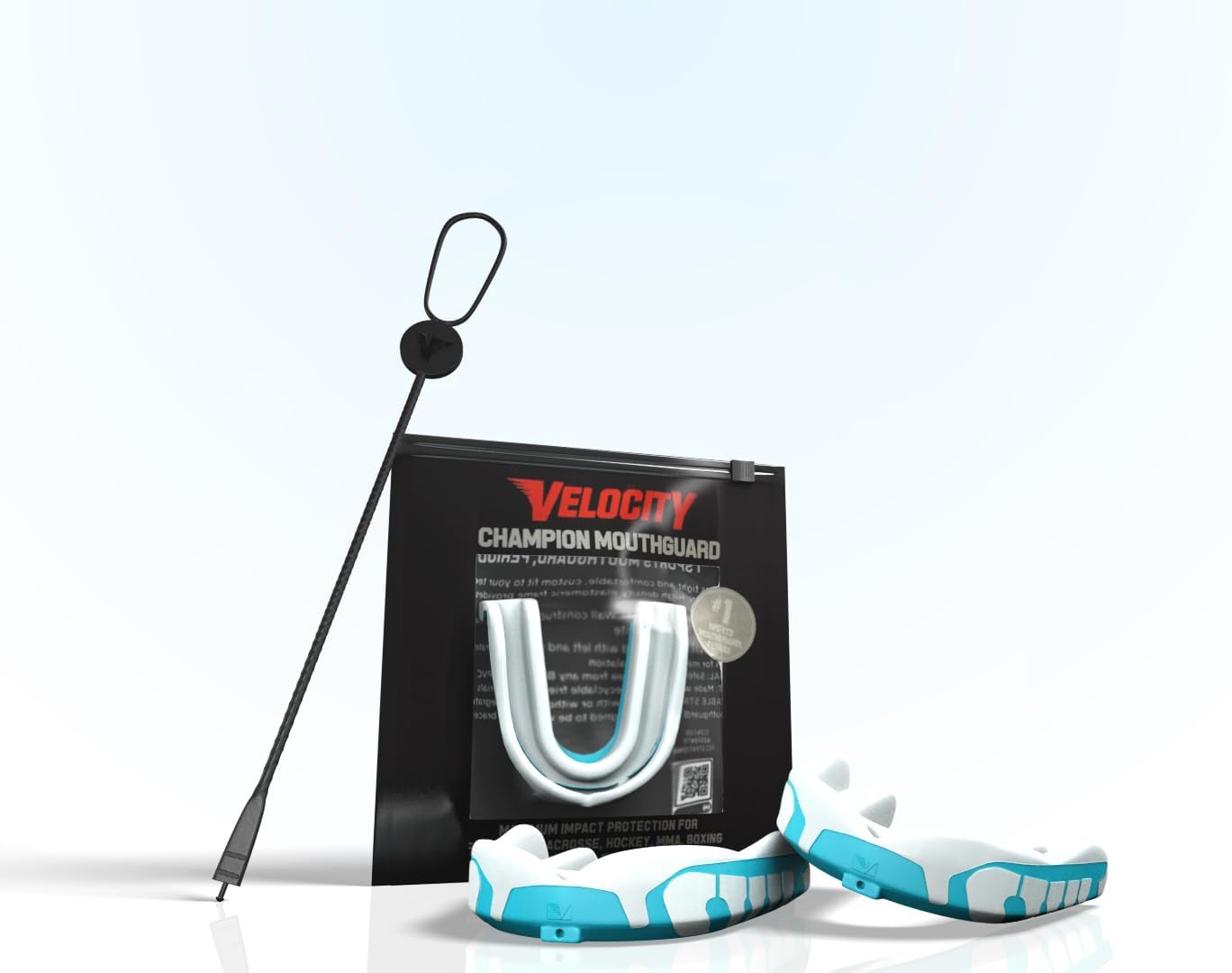 Velocity Champion Junior Mouthguard - 2 Pack in Black & Carolina Blue | Ages 5-10 - Perfect for Sports & Martial Arts