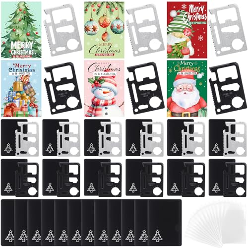 11-in-1 Credit Card Multitool Gift Set with Christmas Cards - 12 Pack