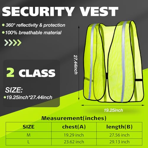 Jecery 20 Packs High Visibility Vest Safety Reflective Hi Visibility Mesh Vest Lightweight Neon Universal Size for Men Work Outdoor (M)
