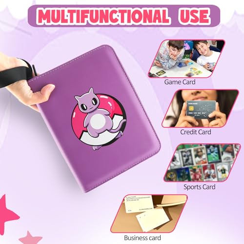 EZIYIN Purple Super Dream 400 Card Binder — 50 Removable Sleeves, PU Leather 4-Pocket Pages