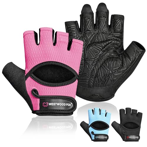 Breathable Weight Lifting Gloves with Palm Protection - Pink, Large