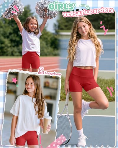 Girls' Athletic Shorts - School Clothes, Red, 9-10 Years