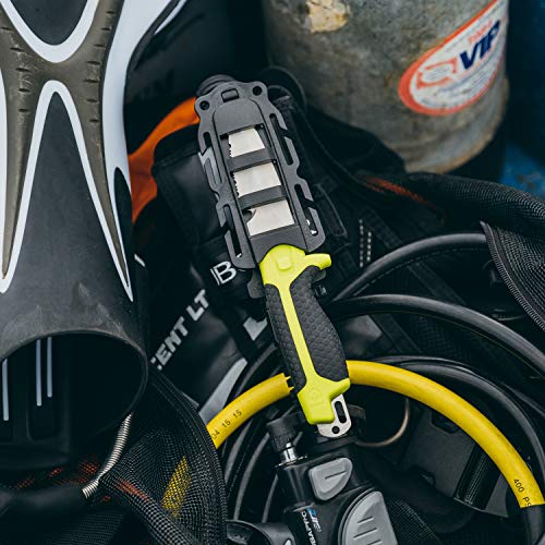 GEAR AID Tanu Dive & Rescue Knife with Sheath, 3" Blunt Tip, Gray, B.C.D. Adapter Included