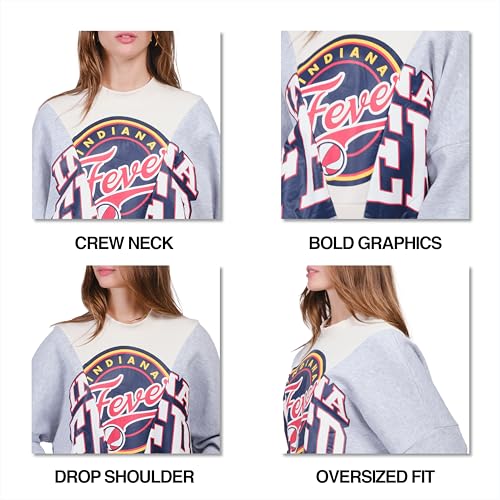 WNBA Women's Super Soft Showtime Crew Sweatshirt - Indiana Fever, Medium, Heather Gray