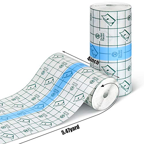 Nuanchu Waterproof Surgical Tape 4 Rolls 4x196.92 Inch, Flexible Clear Bandage for Shower & Swim