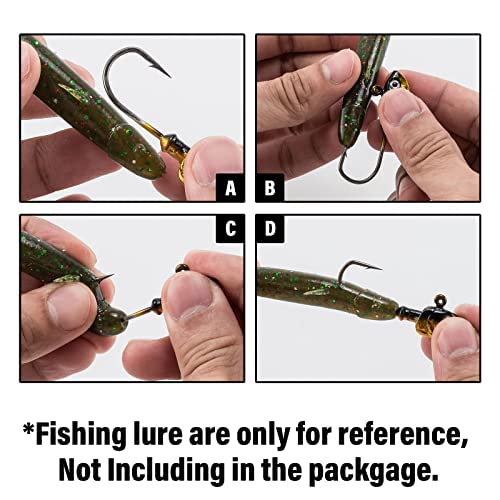 Dr.Fish 1oz Swimbait Jig Heads Firetiger – 3D Eyes, High Carbon Steel Hooks, Saltwater Surf Lures (10 Pack)