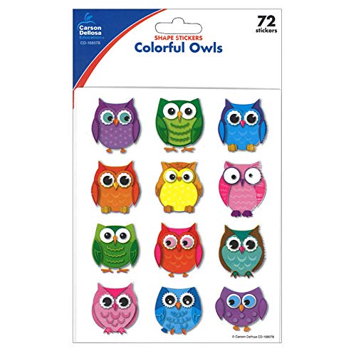 Colorful Owl Stickers - 72 Die-Cut Stickers for Kids Crafts