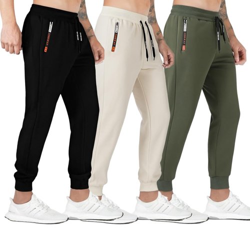 FishM Men's 3 Pack Fleece - Lined Jogger Sweatpants - Warm Thermal Athletic Workout Pants with Zipper Pocket & Drawstring