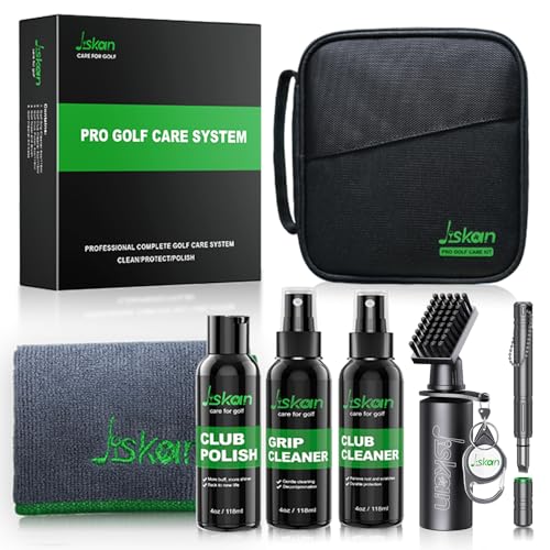 Jiskan Golf Cleaning Kit with Club Cleaner Brush & Towel - Professional Golf Accessories