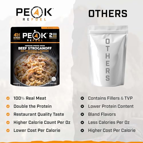 Beef Stroganoff Freeze-Dried Backpacking Meal - High Protein, Just Add Water
