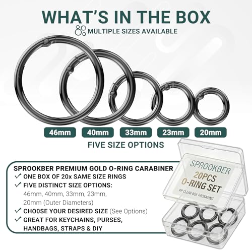 20pcs Zinc Alloy Round Carabiner Clips - Gray, 1/2 Inch