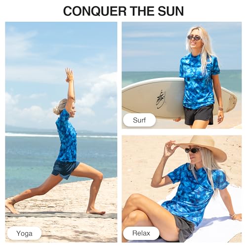 Kanu Surf Women's Breeze II Rash Guard XL Sydney Blue - Quick Dry, UPF 50+ Sun Protection