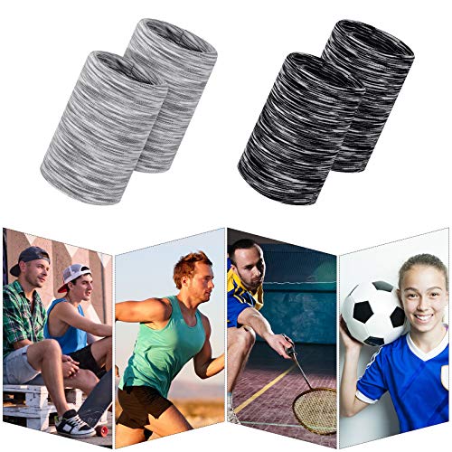 Cooling Wristbands for Sports - 12 Pack Breathable Sweatbands - Gray & Black