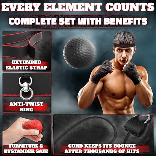 Boxing Reflex Ball Set - 4 Balls, 2 Adjustable Headbands for Training
