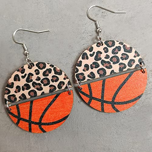 Leopard Print Sports Earrings - Football Basketball Baseball Dangles