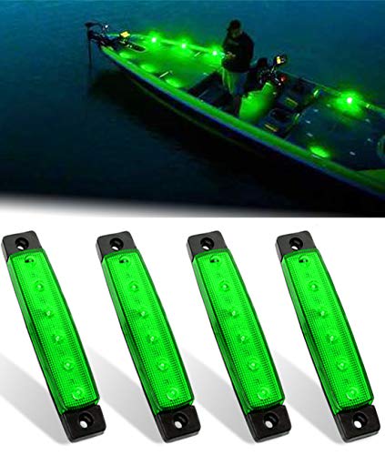 4pcs Green Waterproof LED Interior Lights for Boat Deck & Cockpit