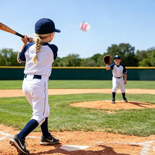 9-Inch Youth Practice Baseball - Ice Cream Drip Design - Blue Yellow Drip