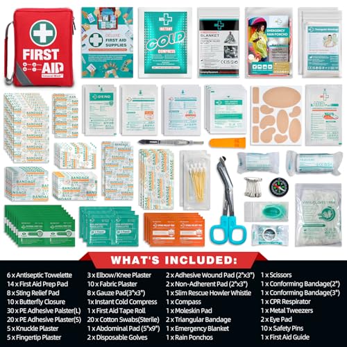 Compact First Aid Kit with 175 Pieces - Reflective Emergency Bag