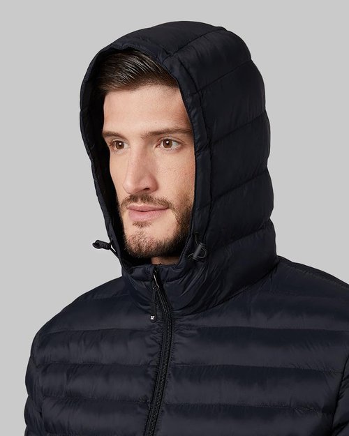 32 Degrees Heat Men’s Lightweight Packable Hooded Jacket – Water Resistant Travel Puffer, Black, X-Large