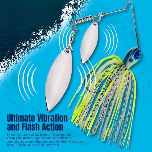Reaction Tackle Tennessee Shad Spinner Bait 1/2 Oz - Compact Vibration Lure for Bass Trout Pike Salmon Walleye (3-Pack)