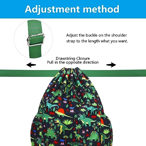 Drawstring Backpack for Kids - Large Capacity Dinosaur Daypack - Color13