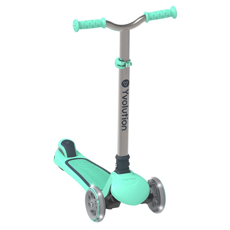 Yvolution Y Glider Air Scooter for Kids, 3 Wheel Scooter for Toddlers 4 Adjustable Height Glider with Kick Scooters, Lean to Steer with LED Flashing Light for Children Ages 3+ Years Old (Green)